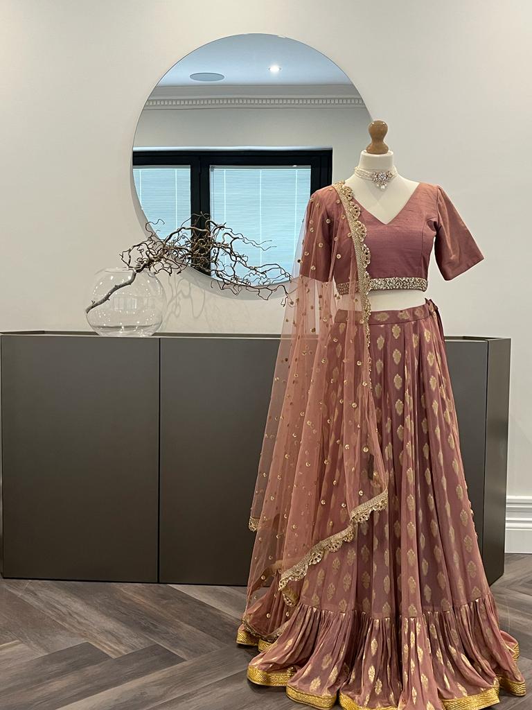 Navy Blue Tiered Tulle With Ruffle Detailing Lehenga Black Thread Co