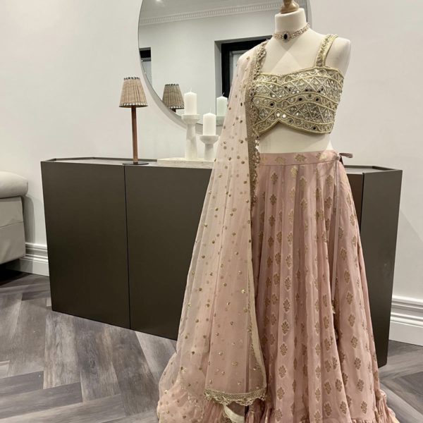 Nude Gold Ruffle Lehenga Black Thread Co Nude Gold Ruffle Lehenga Black Thread Co