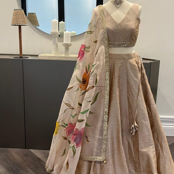 Nude Raw Silk Lightweight Lehenga Black Thread Co Nude Raw Silk Lightweight Lehenga Black Thread Co