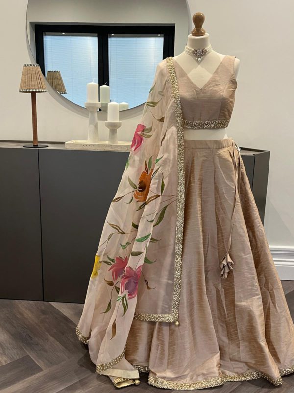 Nude Raw Silk Lightweight Lehenga Black Thread Co