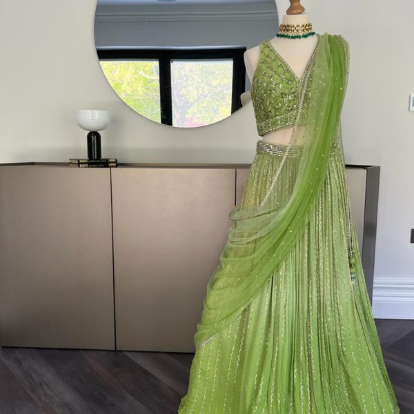 Parrot Green Lehenga Set Black Thread Co Parrot Green Lehenga Set Black Thread Co