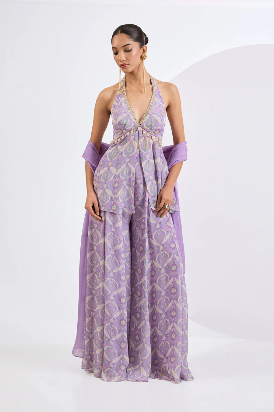 Lilac Sharara Set Black Thread Co