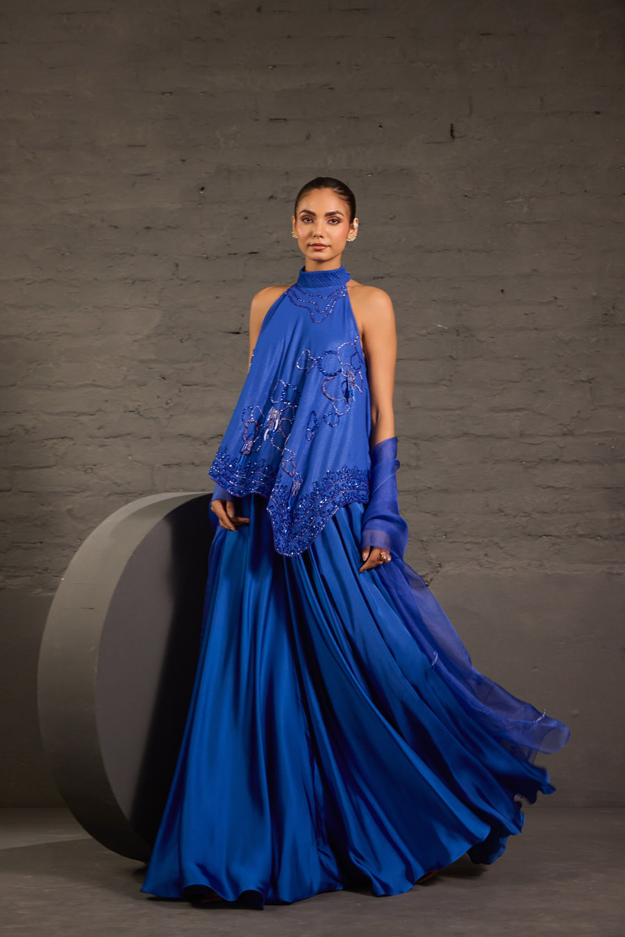 Asymmetric Flowy Tunic And Bias Cut Flared Sharara Black Thread Co