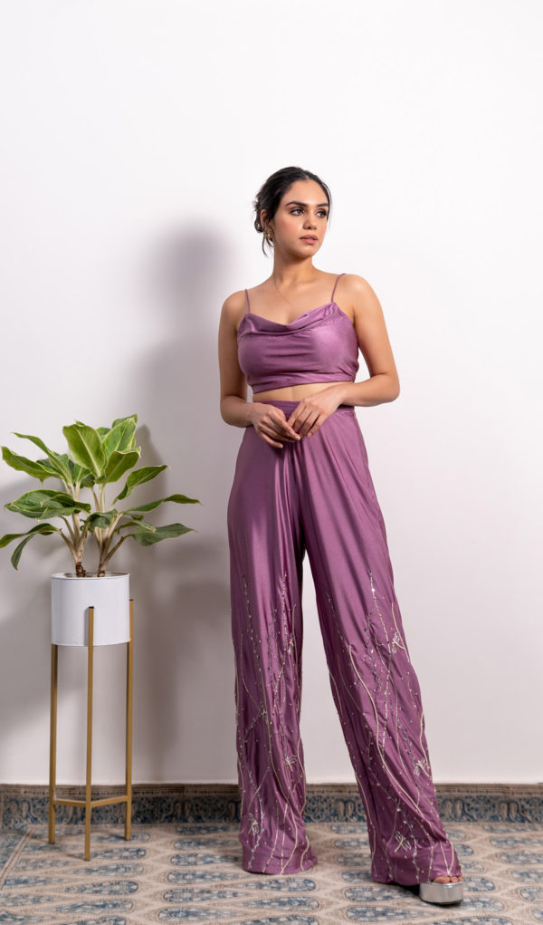 Cowl Top With High Waisted Embroidered Pant Black Thread Co Cowl Top With High Waisted Embroidered Pant Black Thread Co