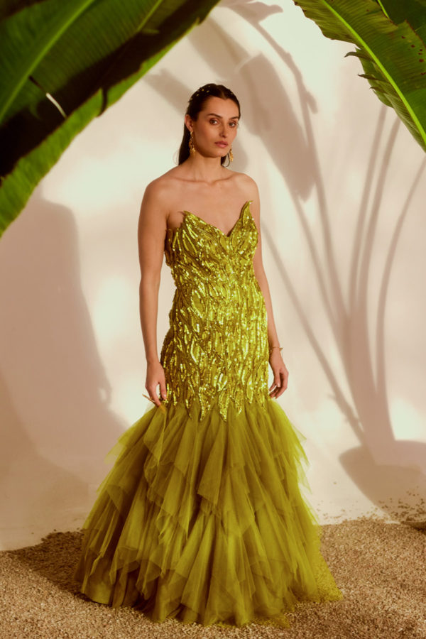 FAUNA APPLIQUE GOWN Black Thread Co