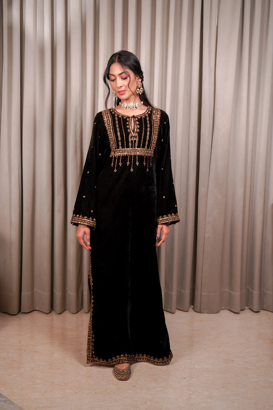 Black Saree Set Black Thread Co