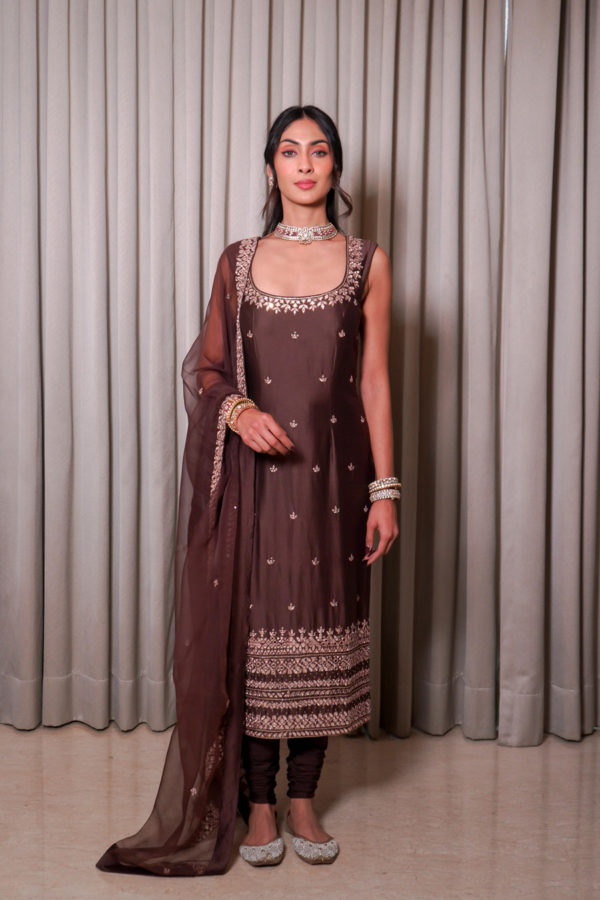 Brown Kurta Set Black Thread Co
