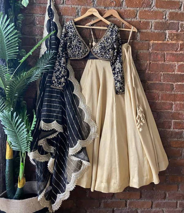 Black and Beige Sharmily Lehenga Set Black Thread Co 3