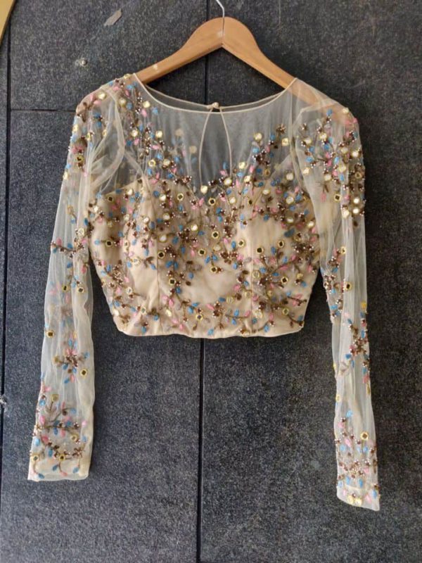 Nude Mirror and Thread Work Blouse Black Thread Co Nude Mirror and Thread Work Blouse Black Thread Co