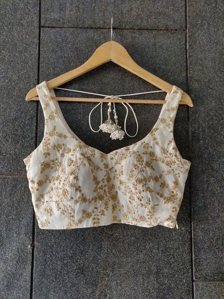 Ivory Zardozi Work Blouse Black Thread Co