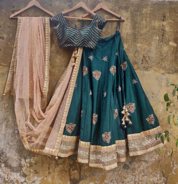 Green Bridal Lehenga Set Black Thread Co Green Bridal Lehenga Set Black Thread Co