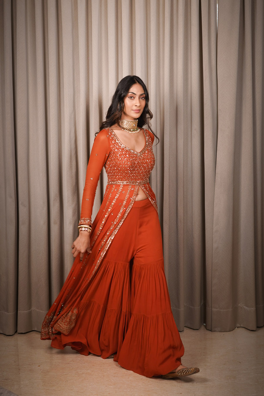 Velvet Saree Set Black Thread Co