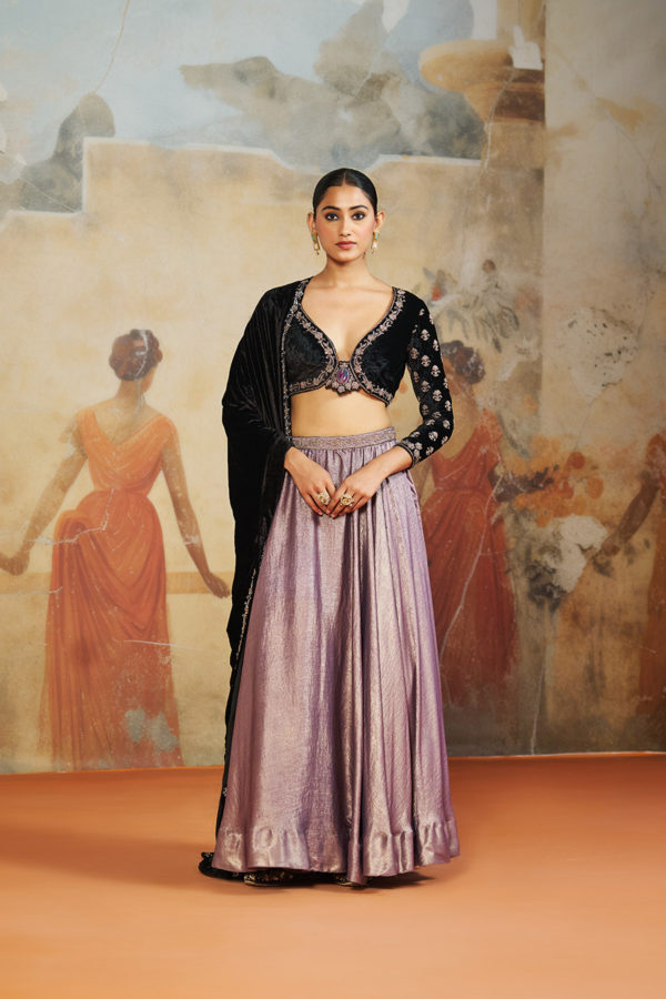 BLACK VELVET LEHENGA SET Black Thread Co
