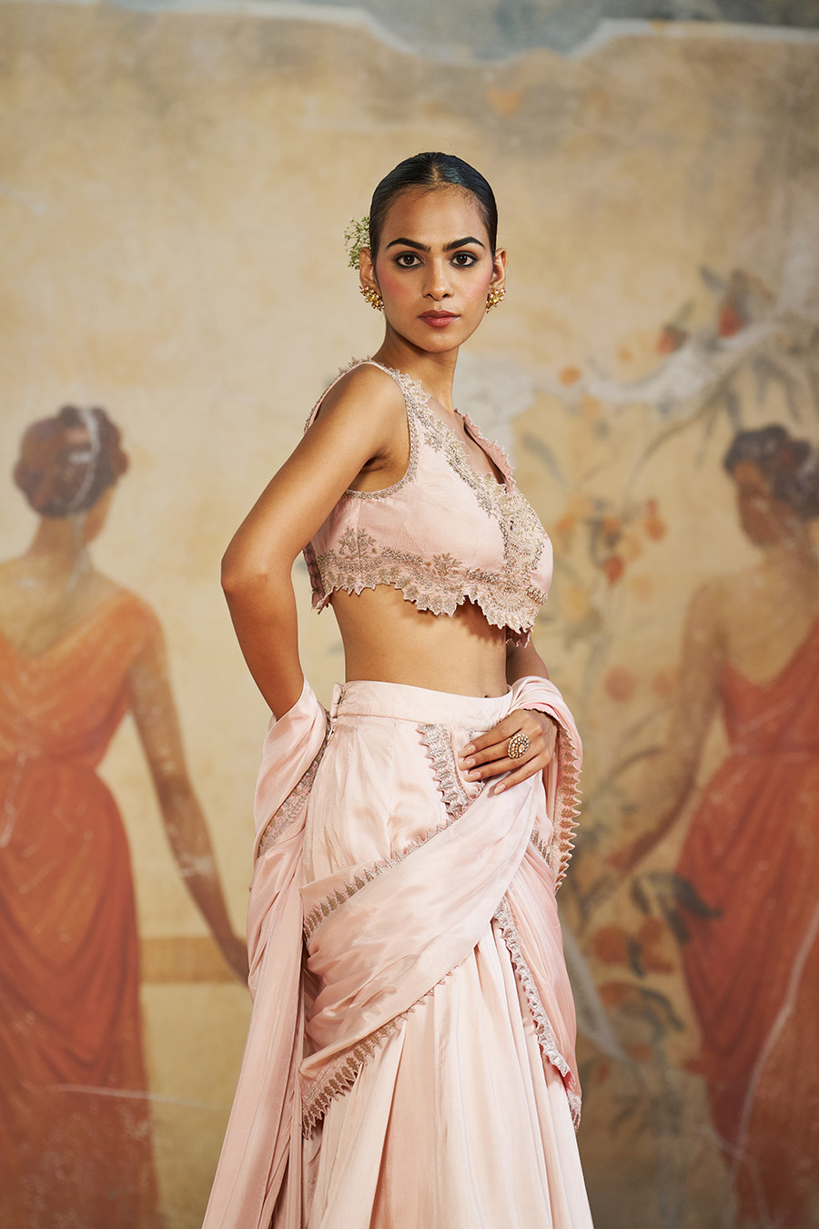 BLUSH PINK LEHENGA SAREE Black Thread Co 4 BLUSH PINK LEHENGA SAREE Black Thread Co 4