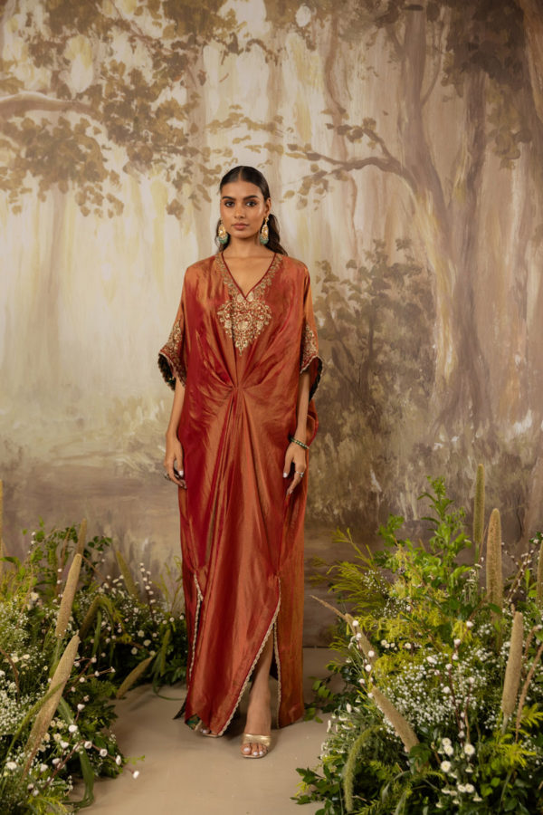 Burnt Rust Embroidred Kaftan Black Thread Co Burnt Rust Embroidred Kaftan Black Thread Co