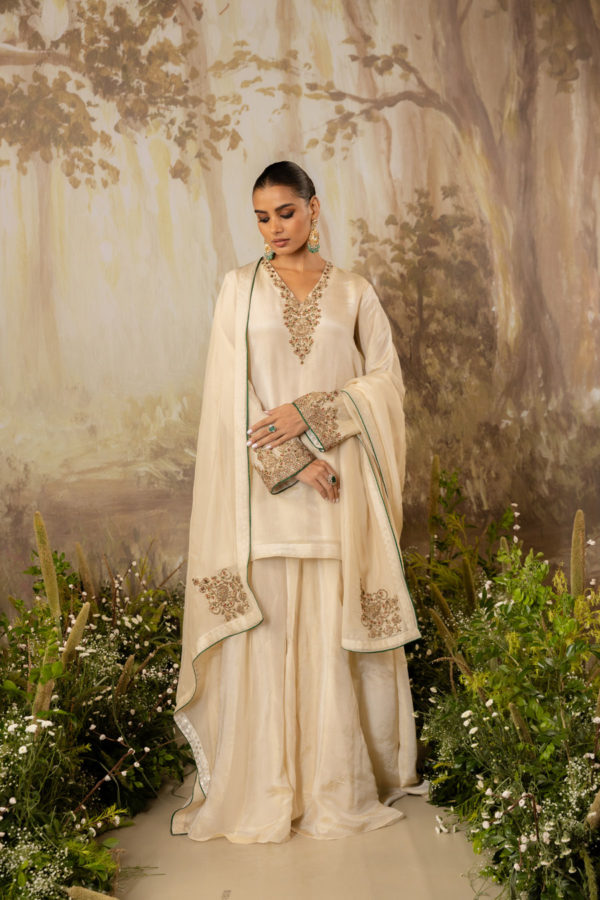 Blush Champagne Tissue Embroidered Kurta Set Black Thread Co Blush Champagne Tissue Embroidered Kurta Set Black Thread Co