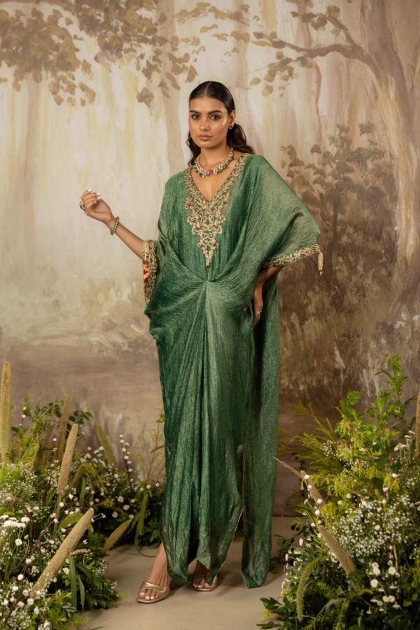 Emerald Green Embroidered Kaftan Black Thread Co Emerald Green Embroidered Kaftan Black Thread Co