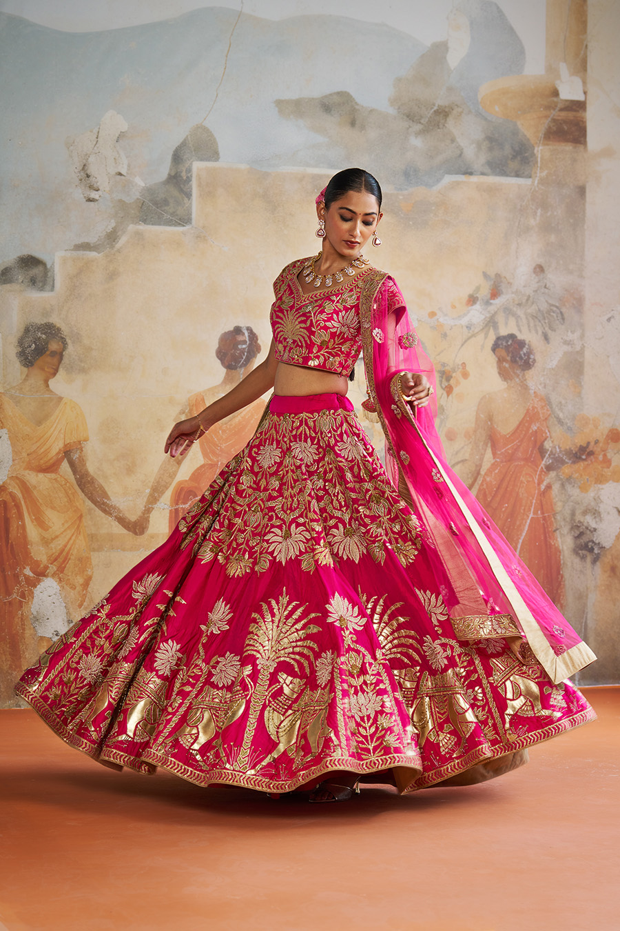 FUCHSIA PINK LEHENGA SET Black Thread Co 4 FUCHSIA PINK LEHENGA SET Black Thread Co 4