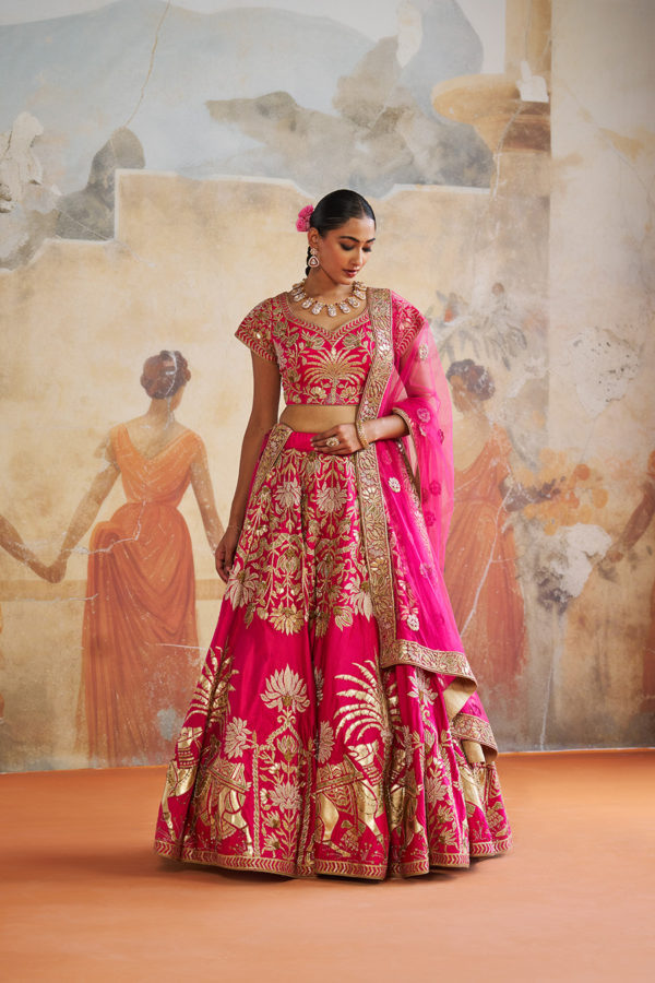 FUCHSIA PINK LEHENGA SET Black Thread Co