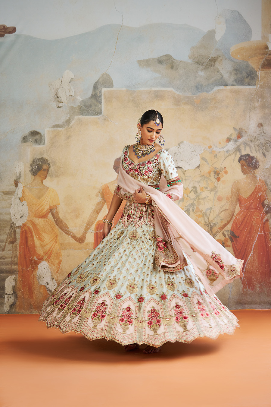 GREEN ZARDOZI LEHENGA SET Black Thread Co 4 GREEN ZARDOZI LEHENGA SET Black Thread Co 4