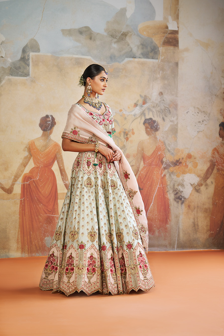 GREEN ZARDOZI LEHENGA SET Black Thread Co 6 GREEN ZARDOZI LEHENGA SET Black Thread Co 6