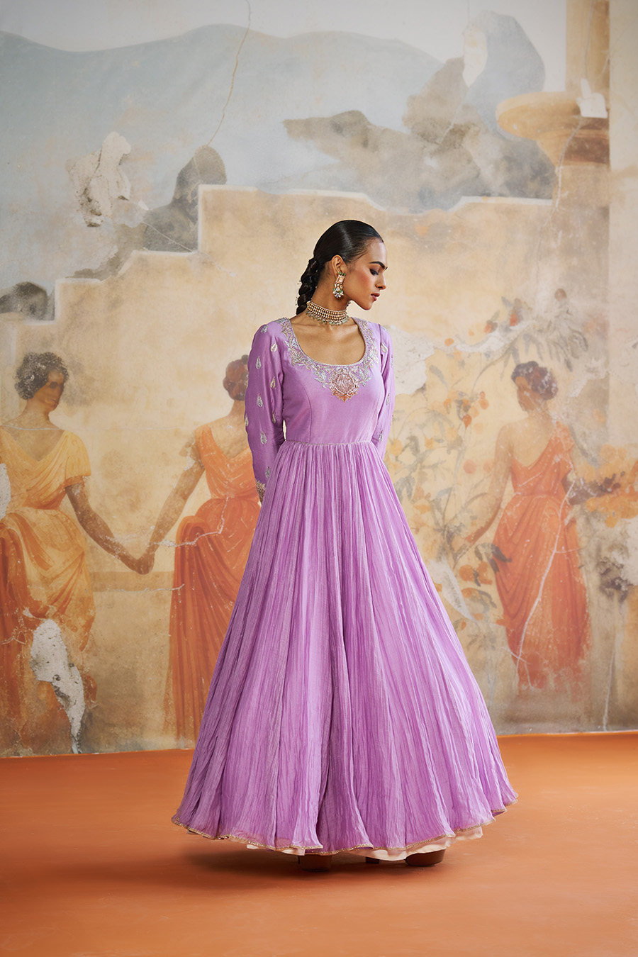 LAVENDER ANARKALI SET Black Thread Co 6 LAVENDER ANARKALI SET Black Thread Co 6