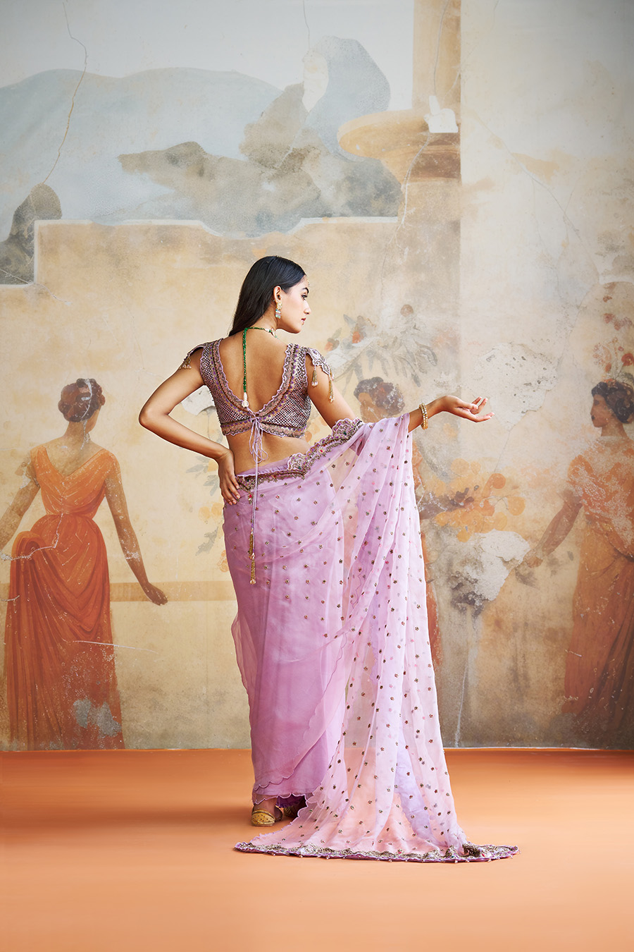 LAVENDER EMBROIDERED SAREE SET Black Thread Co 7 LAVENDER EMBROIDERED SAREE SET Black Thread Co 7