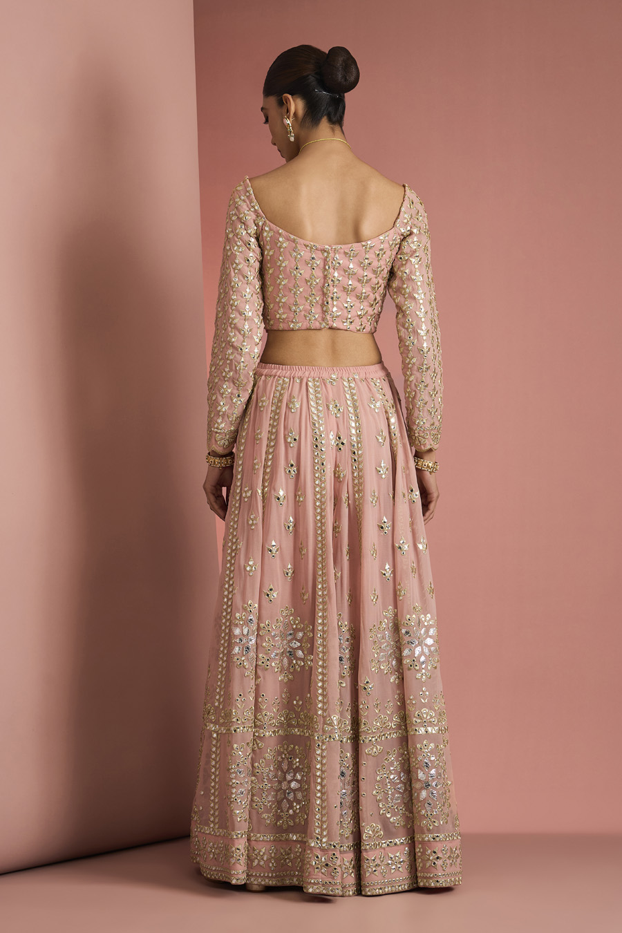 DULL PINK GEORGETTE GOTTA APPLIQUE SHARARA SET Black Thread Co 4 DULL PINK GEORGETTE GOTTA APPLIQUE SHARARA SET Black Thread Co 4
