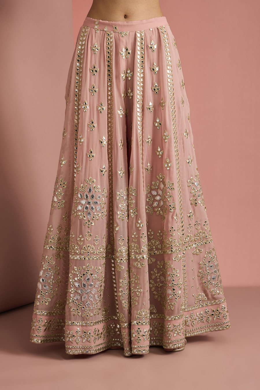DULL PINK GEORGETTE GOTTA APPLIQUE SHARARA SET Black Thread Co 5 DULL PINK GEORGETTE GOTTA APPLIQUE SHARARA SET Black Thread Co 5