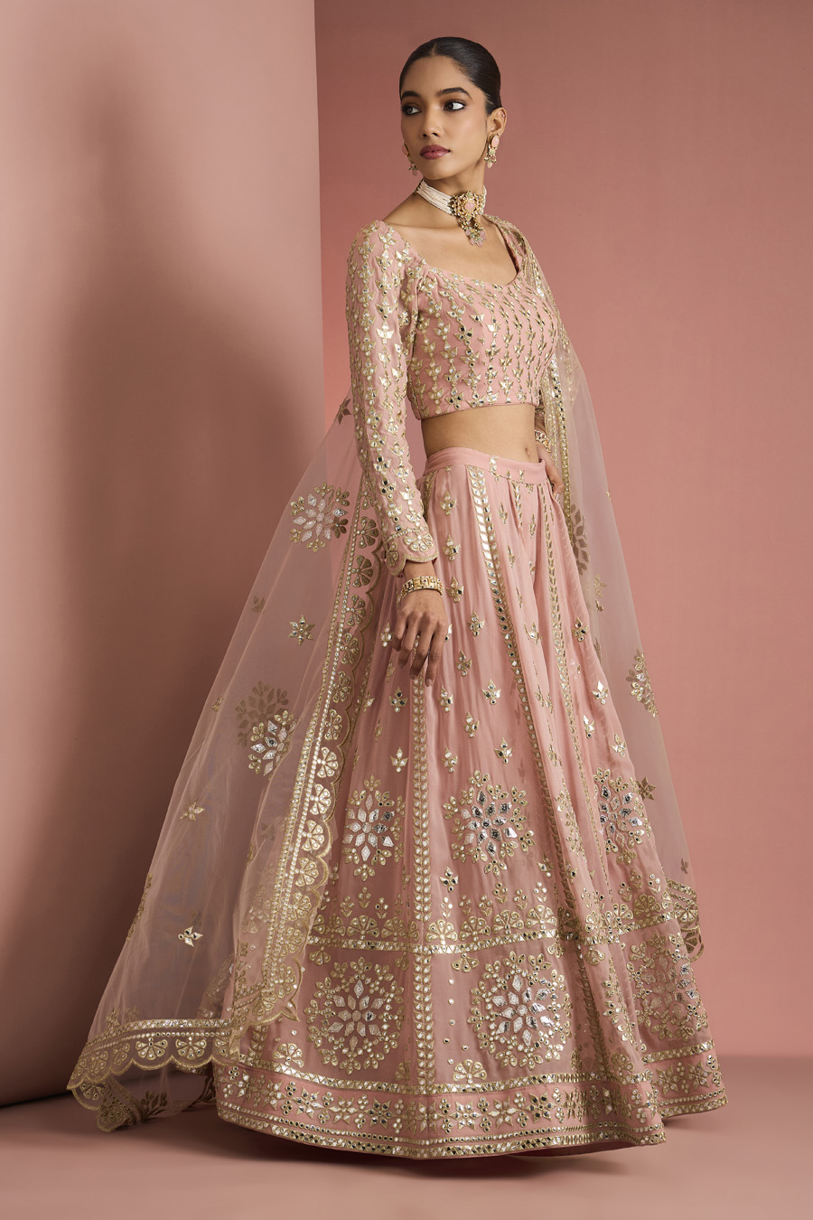 DULL PINK GEORGETTE GOTTA APPLIQUE SHARARA SET Black Thread Co 6 DULL PINK GEORGETTE GOTTA APPLIQUE SHARARA SET Black Thread Co 6