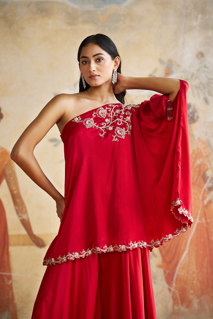 MAROON ONE SHOULDER SHARARA SET Black Thread Co 7 MAROON ONE SHOULDER SHARARA SET Black Thread Co 7