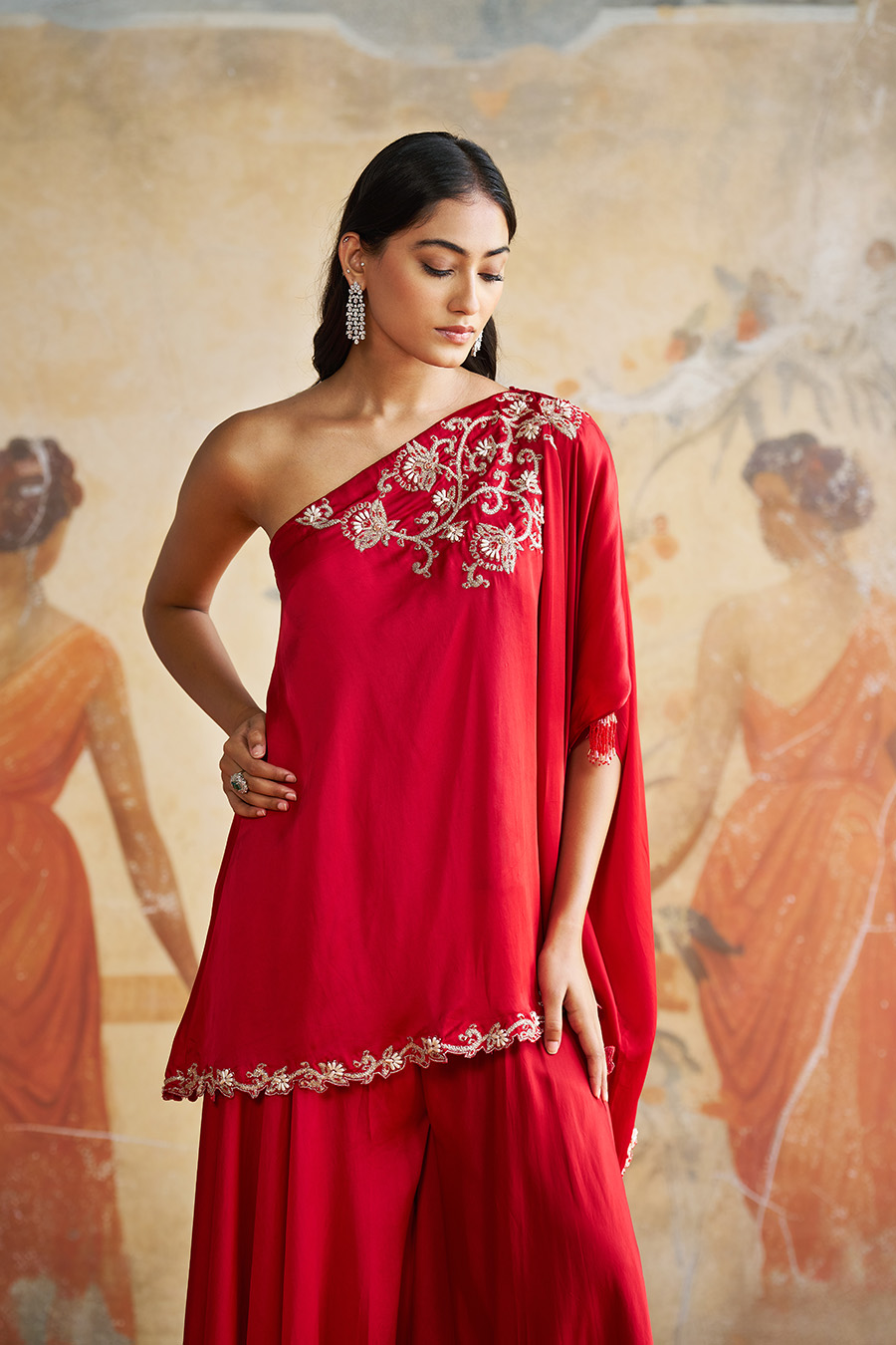 MAROON ONE SHOULDER SHARARA SET Black Thread Co 4 MAROON ONE SHOULDER SHARARA SET Black Thread Co 4