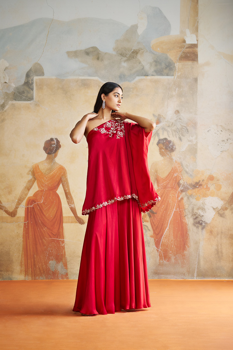 MAROON ONE SHOULDER SHARARA SET Black Thread Co 6 MAROON ONE SHOULDER SHARARA SET Black Thread Co 6