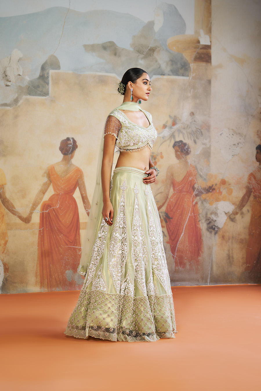 MINT GREEN PEARL LEHENGA SET Black Thread Co 5 MINT GREEN PEARL LEHENGA SET Black Thread Co 5