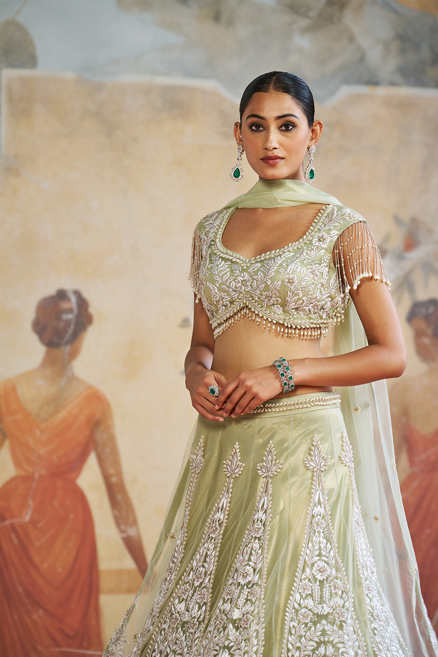 MINT GREEN PEARL LEHENGA SET Black Thread Co 6 MINT GREEN PEARL LEHENGA SET Black Thread Co 6