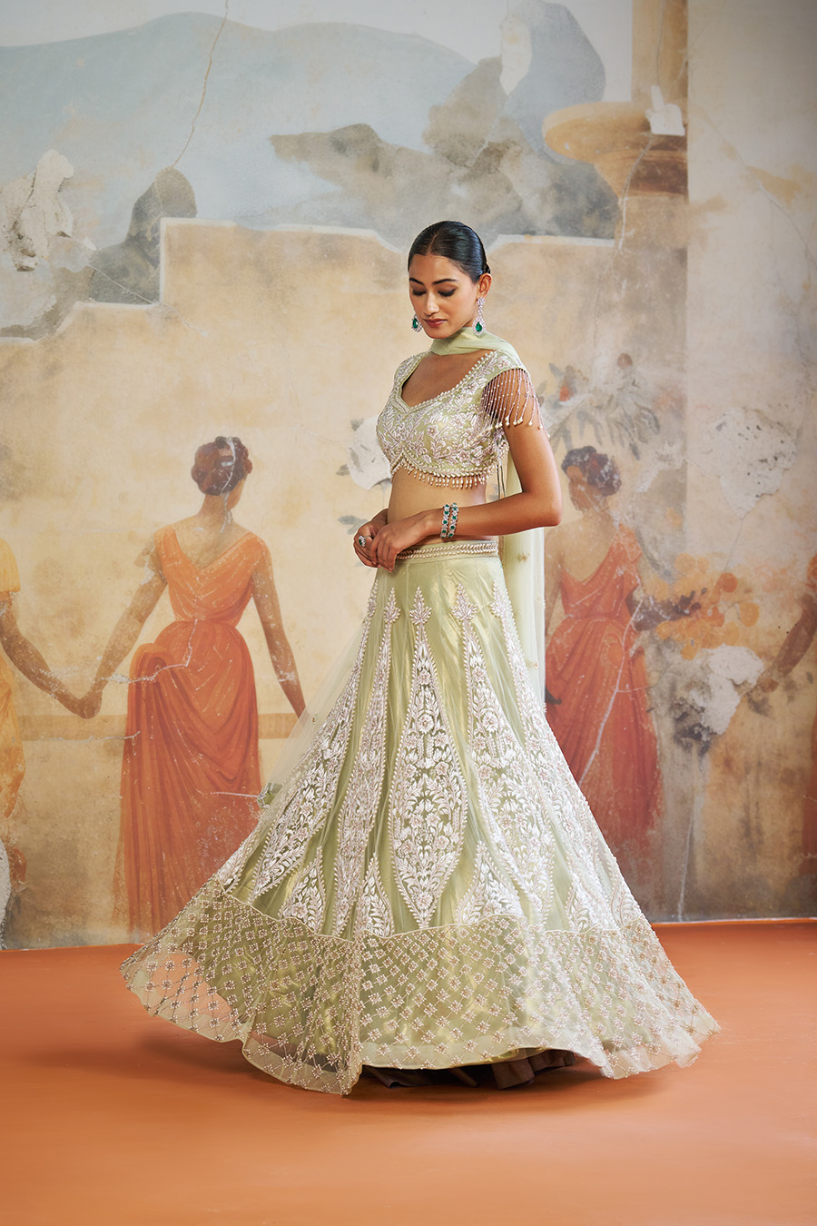 MINT GREEN PEARL LEHENGA SET Black Thread Co 7 MINT GREEN PEARL LEHENGA SET Black Thread Co 7