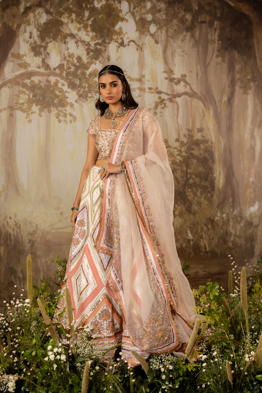 Multicolored Embroidered Lehenga Set Black Thread Co
