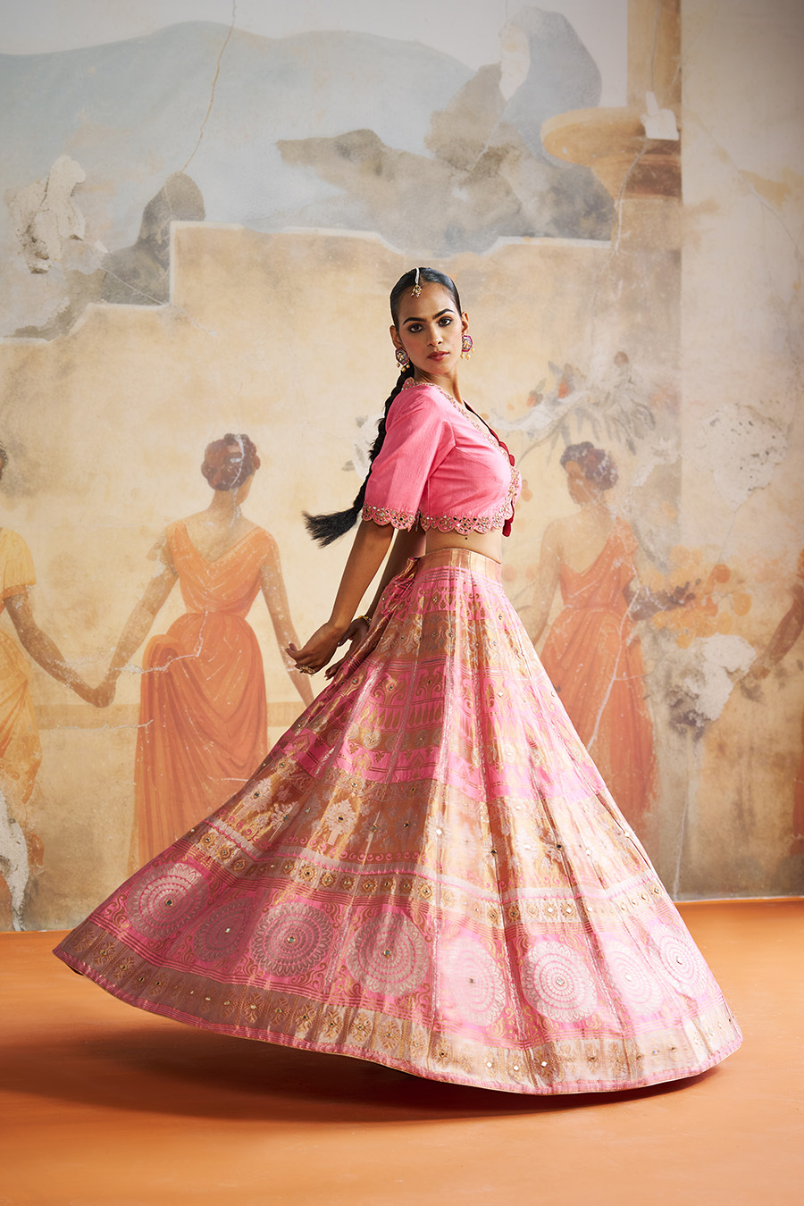 PINK BANARASI LEHENGA SET Black Thread Co 6 PINK BANARASI LEHENGA SET Black Thread Co 6