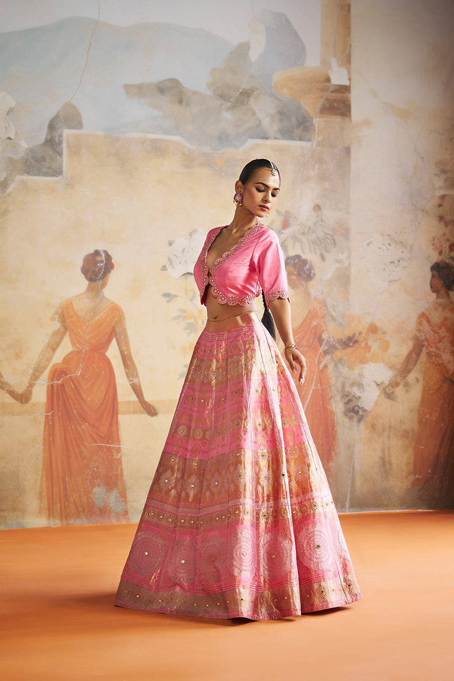 PINK BANARASI LEHENGA SET Black Thread Co 7 PINK BANARASI LEHENGA SET Black Thread Co 7