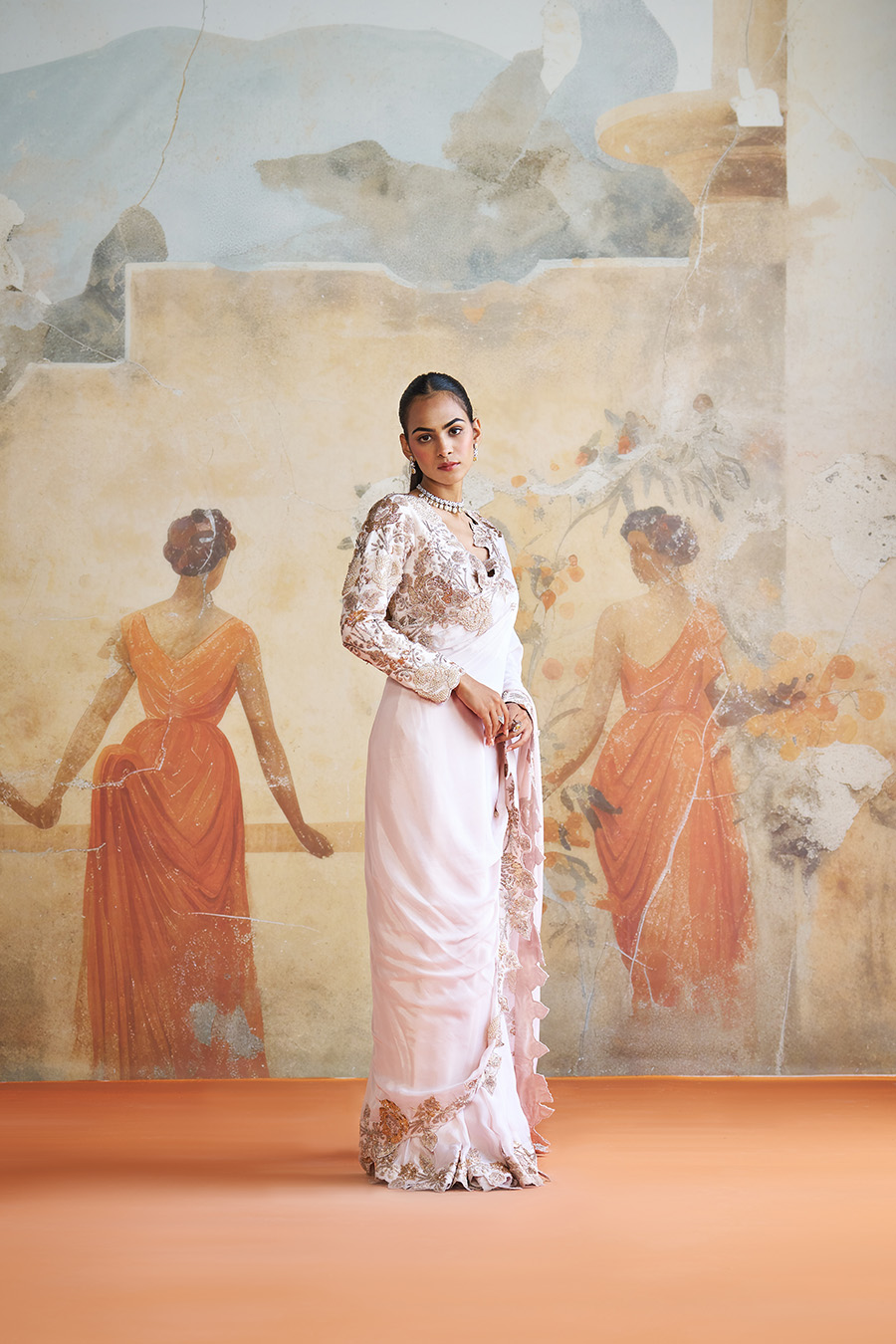 ROSE GOLD EMBROIDERED SAREE SET Black Thread Co 4 ROSE GOLD EMBROIDERED SAREE SET Black Thread Co 4