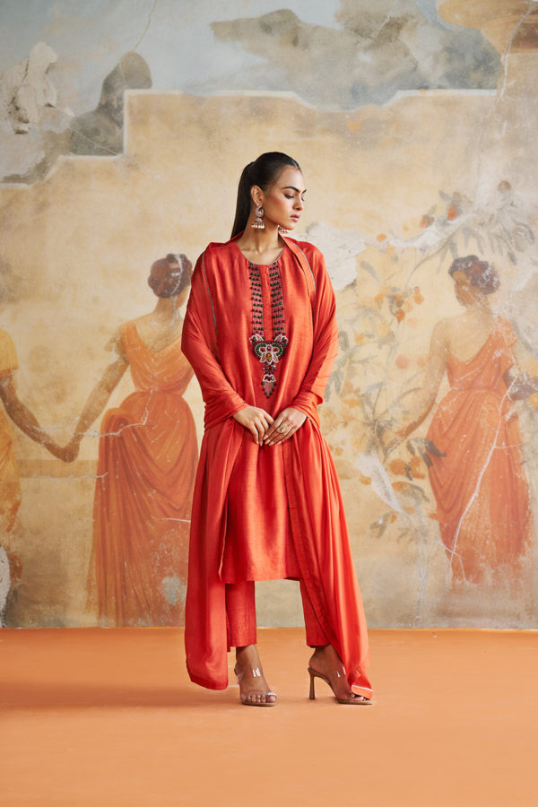 RUST ORANGE LONG SUIT SET Black Thread Co 3 RUST ORANGE LONG SUIT SET Black Thread Co 3