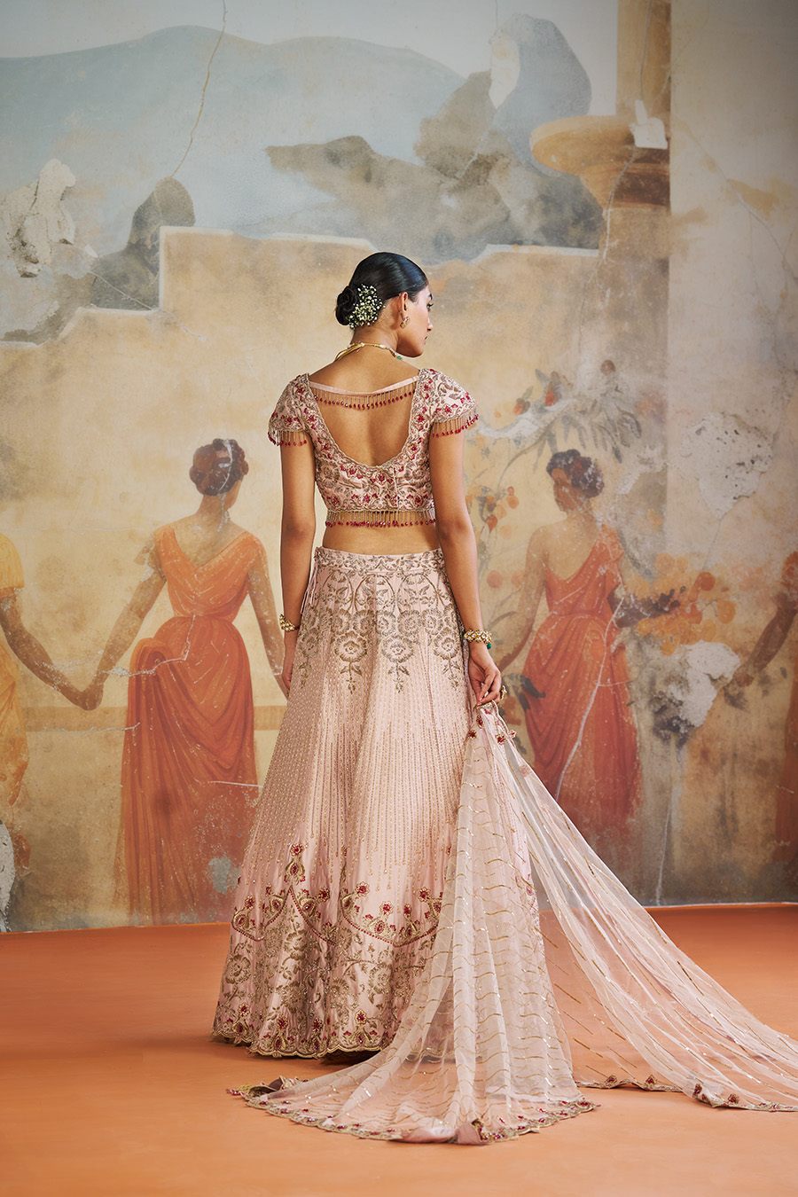 SALMON PINK ZARDOZI LEHENGA SET Black Thread Co 5 SALMON PINK ZARDOZI LEHENGA SET Black Thread Co 5