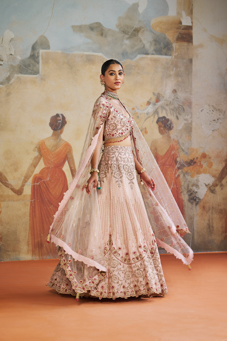 SALMON PINK ZARDOZI LEHENGA SET Black Thread Co 4 SALMON PINK ZARDOZI LEHENGA SET Black Thread Co 4