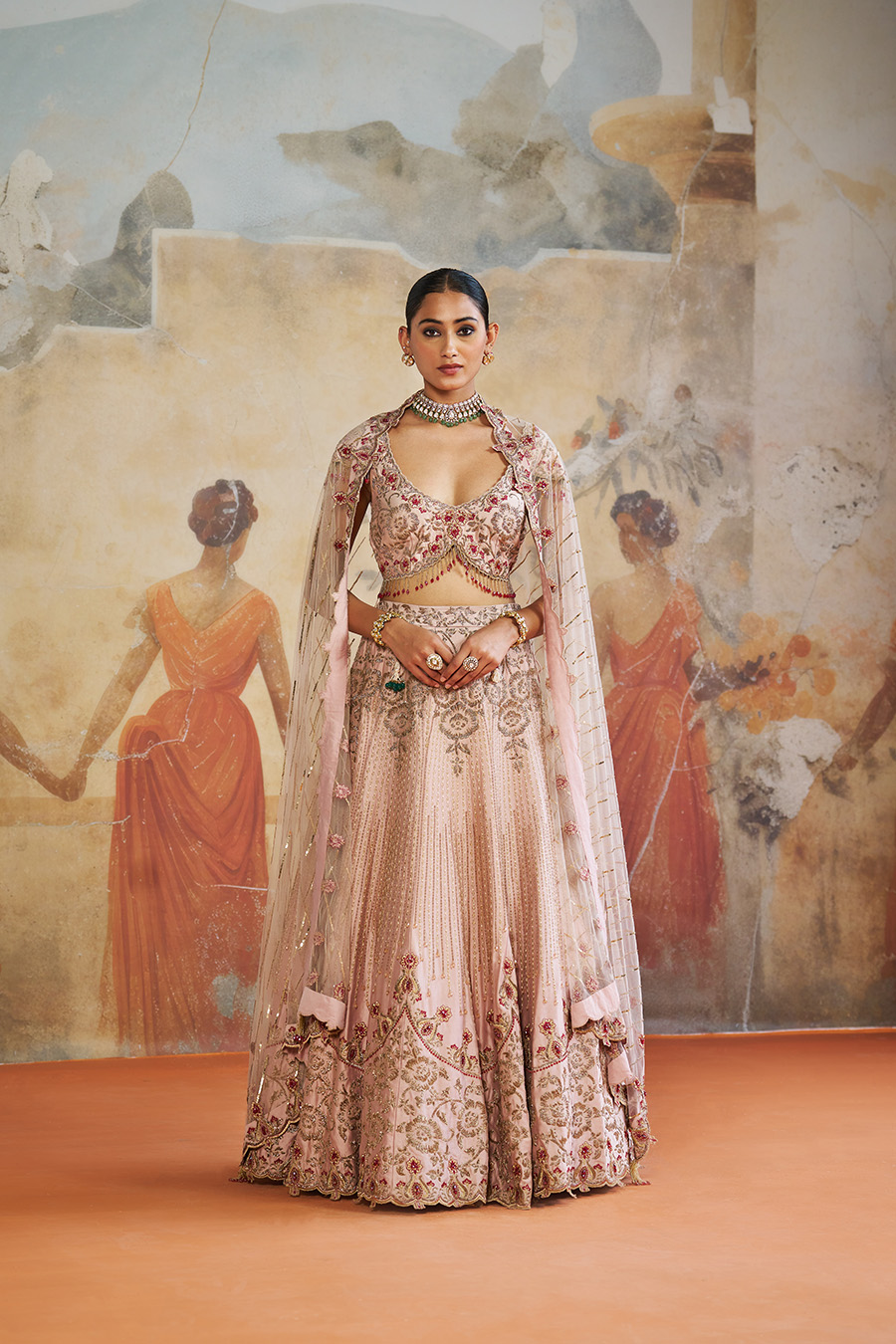 RUST ORANGE LEHENGA SET Black Thread Co 2