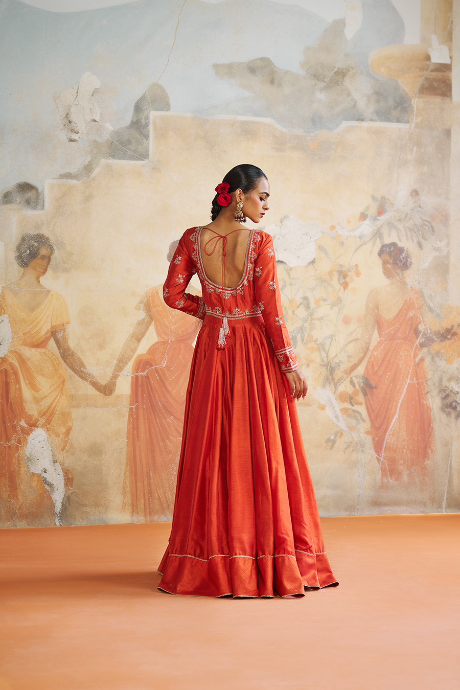 TANGERINE LONG ANARKALI SET Black Thread Co 5 TANGERINE LONG ANARKALI SET Black Thread Co 5