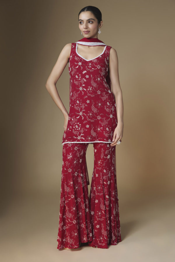 Beryl Kurta Sharara Set Black Thread Co