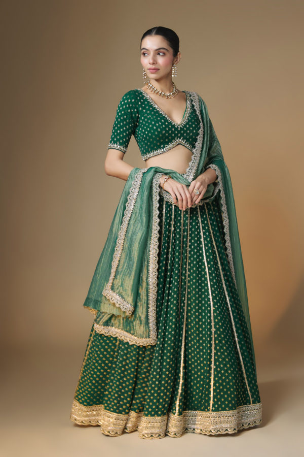 Emerald Lehenga Blouse Set Black Thread Co
