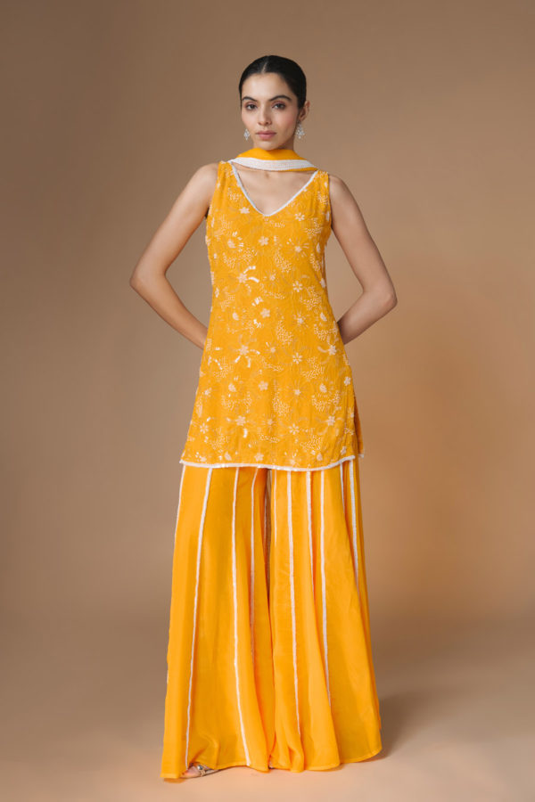 Fire Opal Kurta Sharara Set Black Thread Co Fire Opal Kurta Sharara Set Black Thread Co