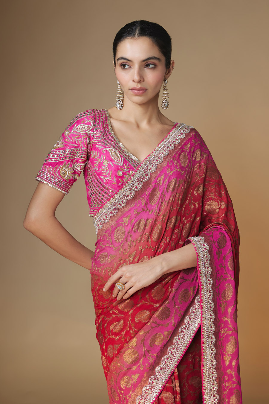 Garnet Saree Blouse Set Black Thread Co 4 Garnet Saree Blouse Set Black Thread Co 4