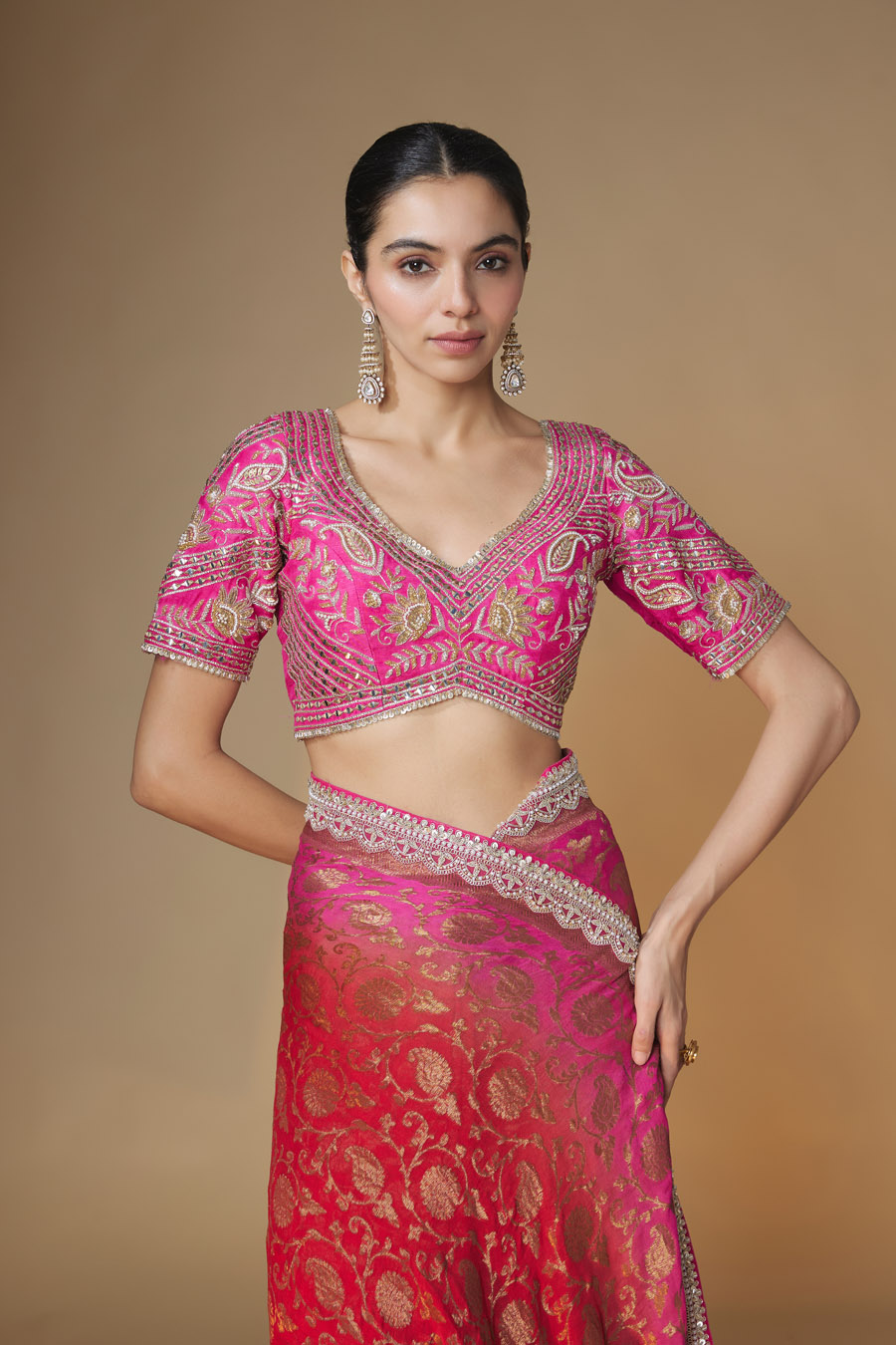 Garnet Saree Blouse Set Black Thread Co 5 Garnet Saree Blouse Set Black Thread Co 5
